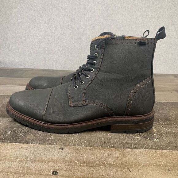 Dockers Men’s Size 10 Rawls Rugged Cap Toe Boots Black Lace Up Foootwear
